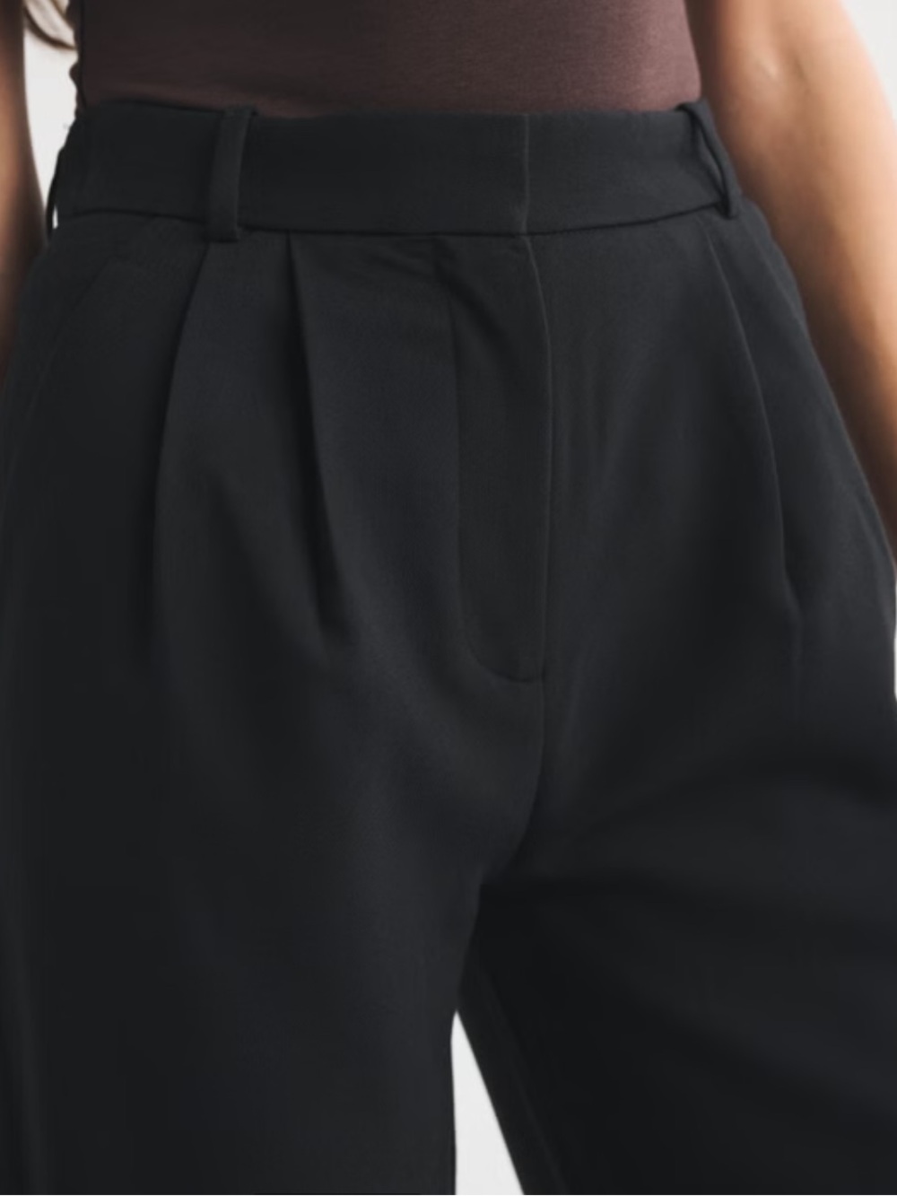 Abercrombie Sloan Tailored Wide Leg Pant Trousers Black Sz 28/6 Short High Rise - Picture 5 of 16